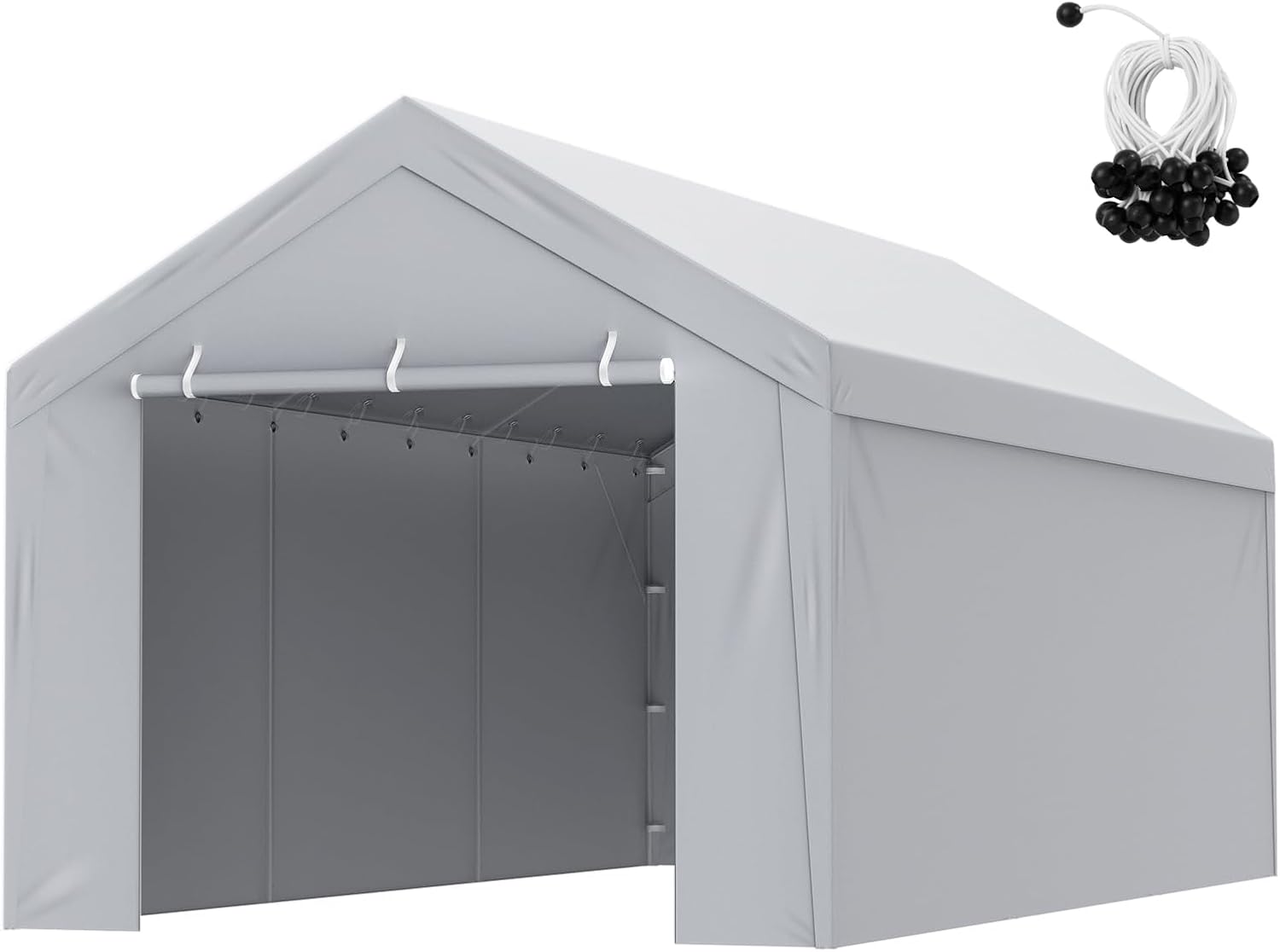 VEVOR - Cubierta de toldo de Repuesto para cochera + Pared Lateral de 10 x 20 pies, Lona de Refugio para Tienda de campaña, Resistente al Agua y protección UV, fácil instalación con Pelotas de Bolas,