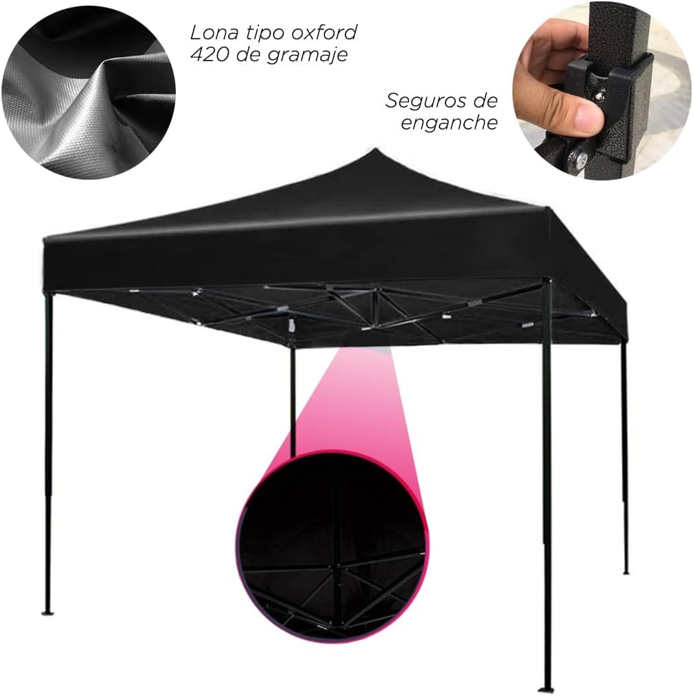 Toldo Carpa Plegable 3x3,Impermeable Reforzado-clavijas de tierra para tienda de campaña al aire libre