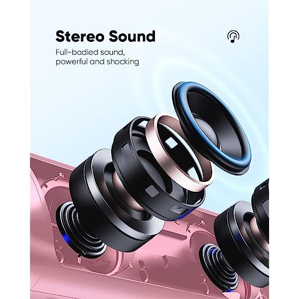 Altavoz Bluetooth con sonido HD, inalámbrico portátil, resistente al agua IPX5, hasta 24 horas de reproducción, emparejamiento TWS, BT5.3