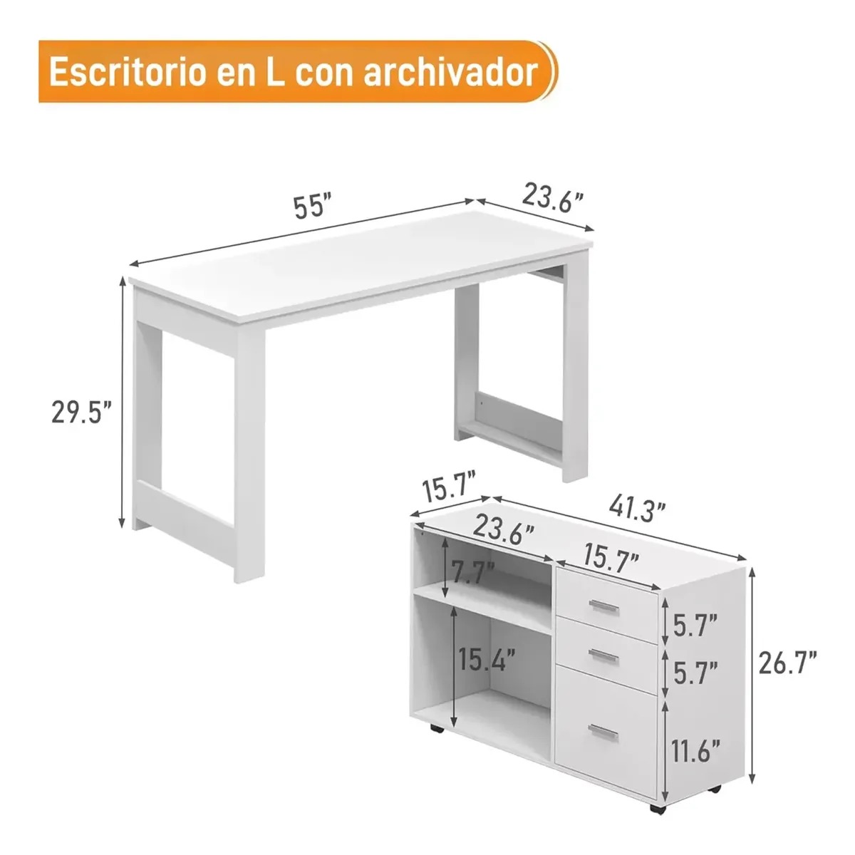 Escritorio Multifuncional Con Archivero Transformable 140cm