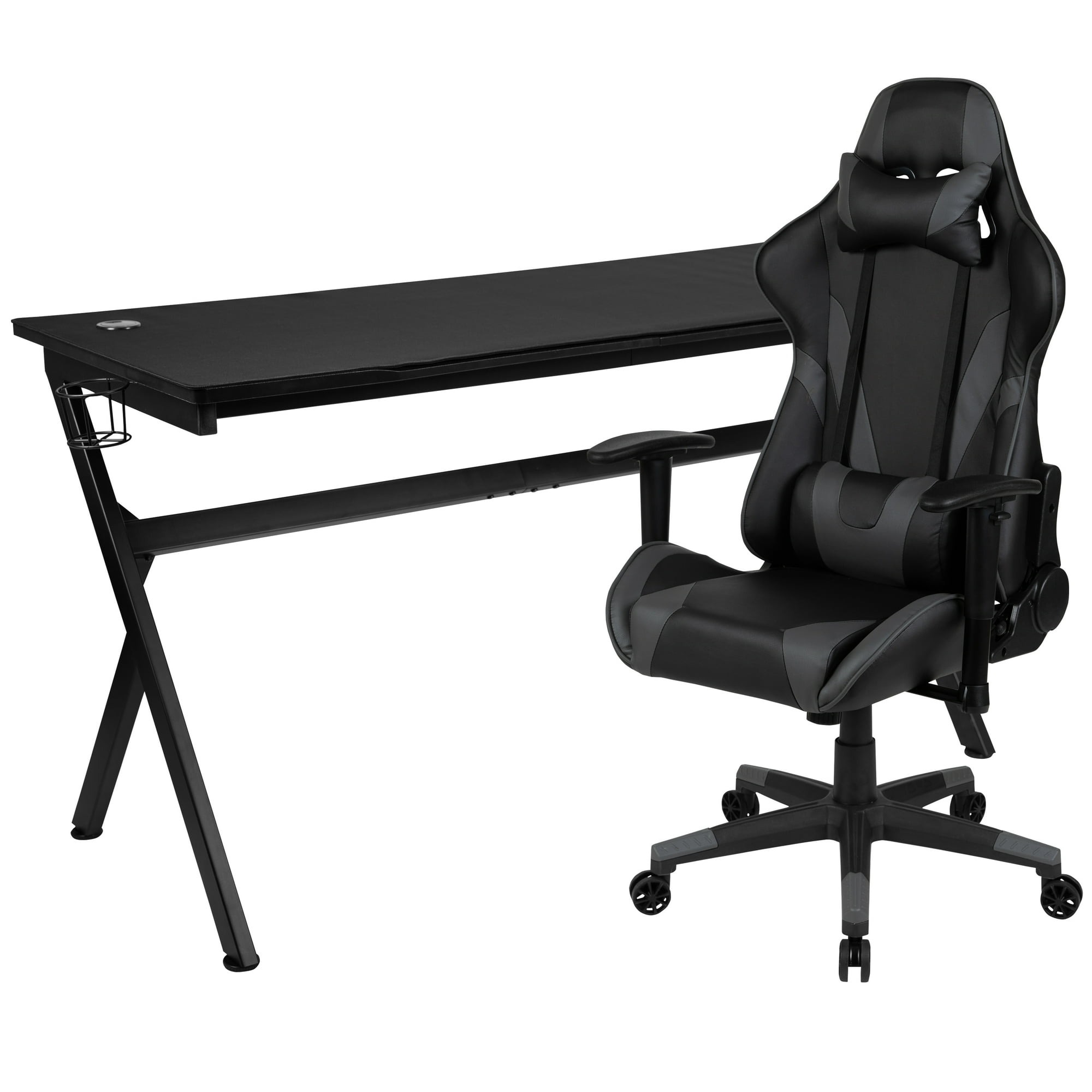 🔥 COMBO GAMER: Escritorio + Silla Reclinable - Incluye Portavasos, Gancho para Audífonos y Tapete de Mouse - Diseño Ergonómico