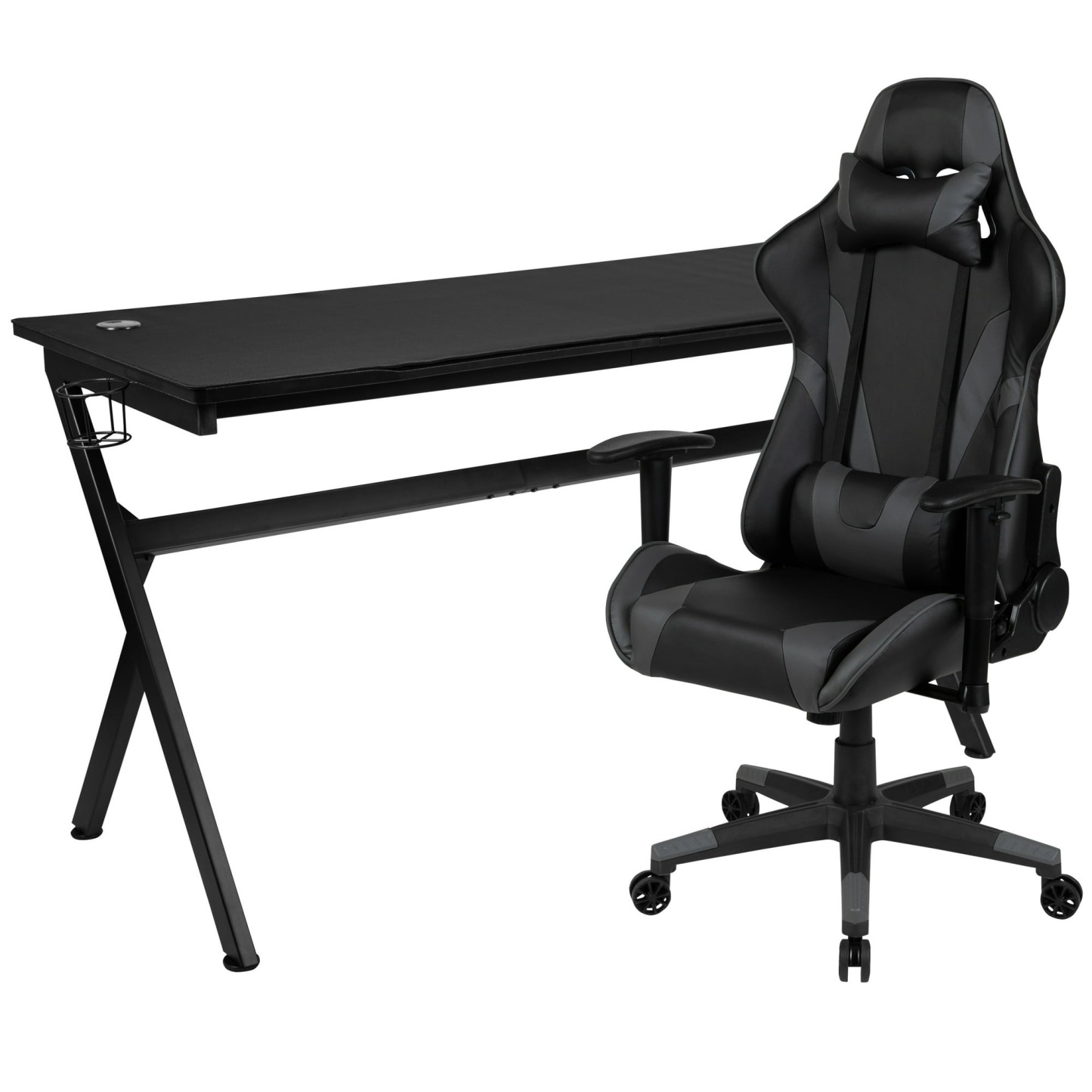 🔥 COMBO GAMER: Escritorio + Silla Reclinable - Incluye Portavasos, Gancho para Audífonos y Tapete de Mouse - Diseño Ergonómico