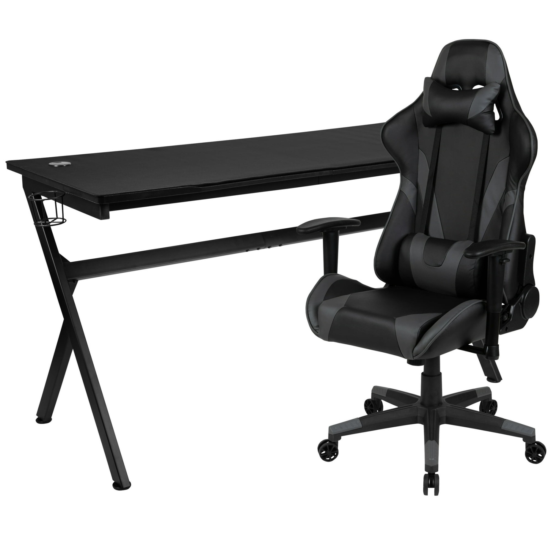 🔥 COMBO GAMER: Escritorio + Silla Reclinable - Incluye Portavasos, Gancho para Audífonos y Tapete de Mouse - Diseño Ergonómico