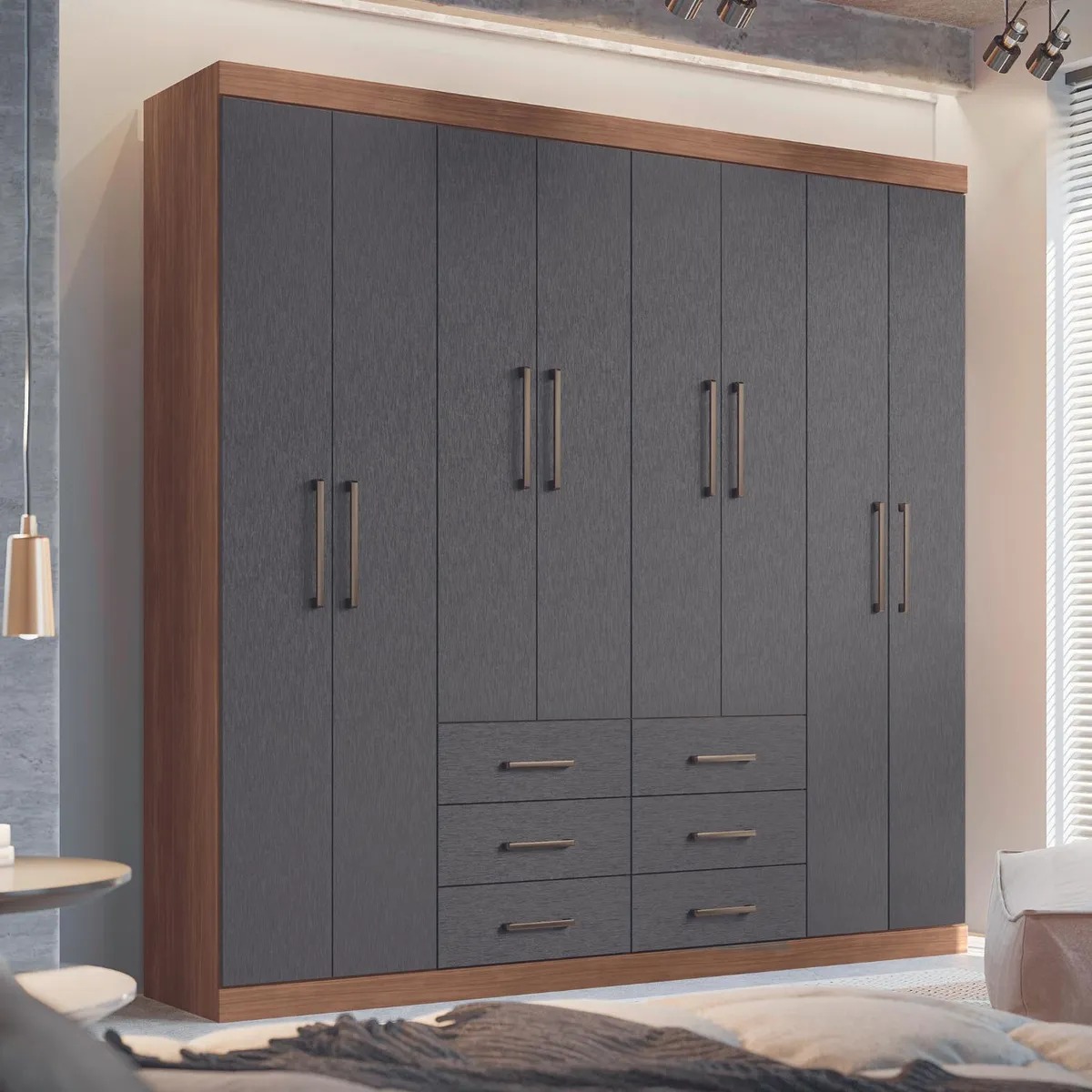 Clóset Liverpool 8 Puerta(s) 6 Cajón(es) 11 Repisa(s) 212x210x46.3 cm Gris