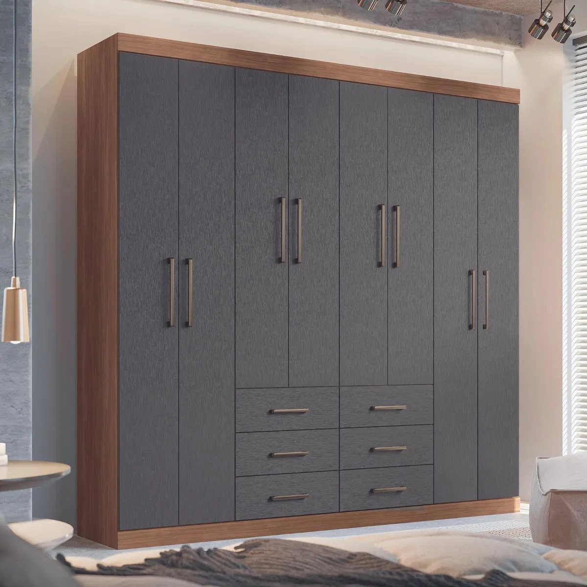 Clóset Liverpool 8 Puerta(s) 6 Cajón(es) 11 Repisa(s) 212x210x46.3 cm Gris