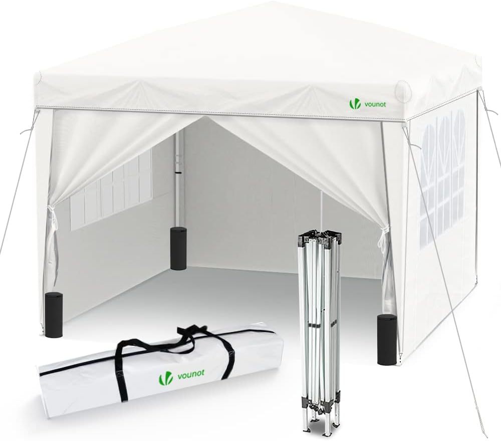 VOUNOT® Carpa Plegable Gazebo 3x3m con 4 Paredes y 4 Bolsas de Arena, Cenador Pabellón de Jardín para Camping, Fiestas, Exterior, Color Azul