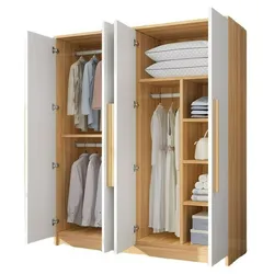 Armario de madera de estilo nórdico con puertas opuestas — Mueble de almacenamiento para dormitorio que ahorra espacio