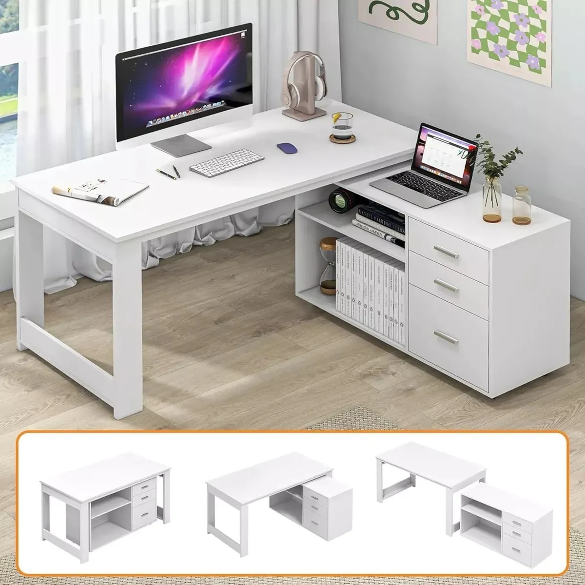 Escritorio Multifuncional Con Archivero Transformable 140cm