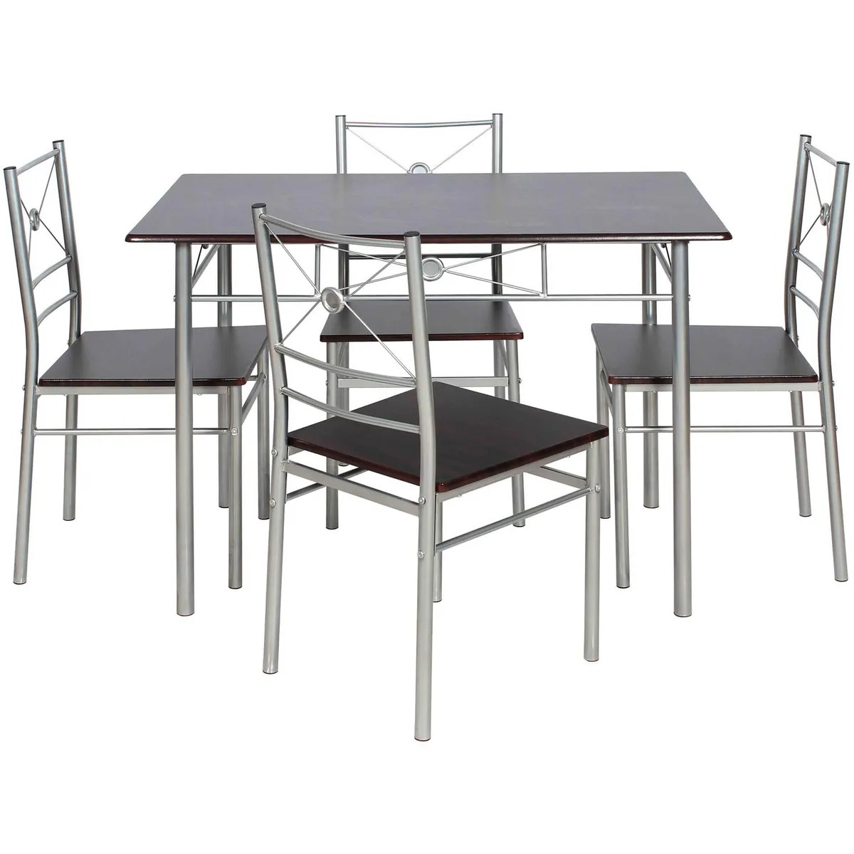 Juego de Comedor Tubo 4 Sillas Mesa Rectangular 70x76x110 cm Wengue