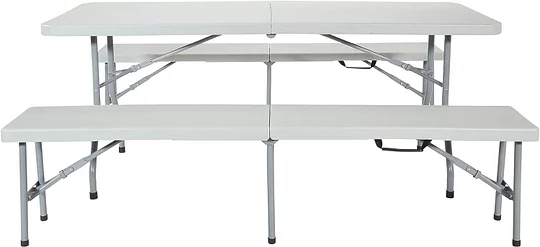 VINGLI Juego de mesa de picnic con 2 bancos, juego de sillas de mesa de camping de 6 pies, muebles plegables de 3 piezas para uso interior o exterior