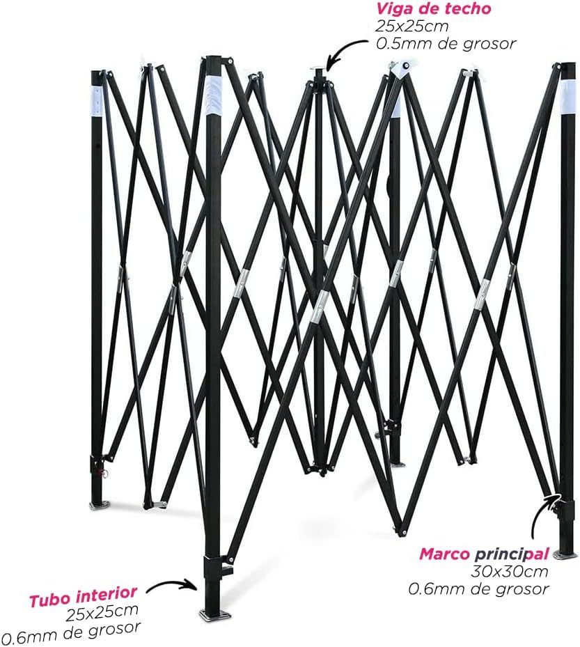 Toldo Carpa Plegable 3x3,Impermeable Reforzado-clavijas de tierra para tienda de campaña al aire libre
