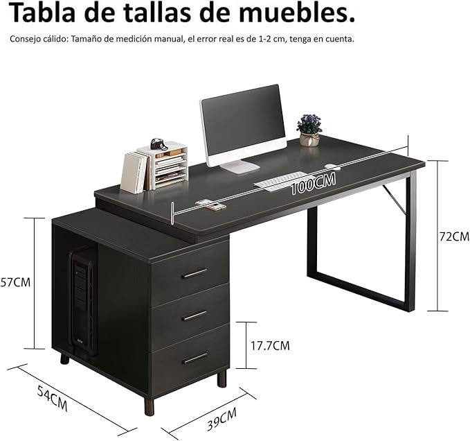 100×54 cm escritorio de oficina para computadora, diseño sencillo, con cajón de almacenamiento, silla de escritura, escritorio moderno para estudio.