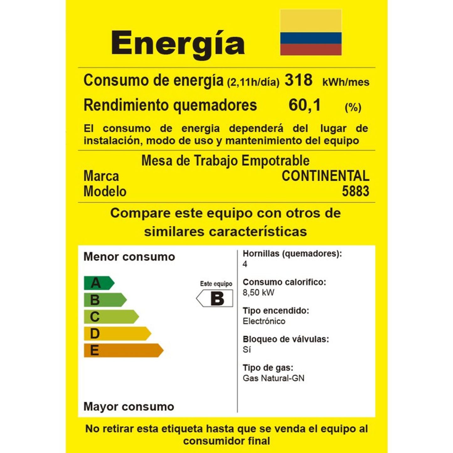Estufa Empotrar Vidrio Templado 60x51 cm Gas Natural - 5883