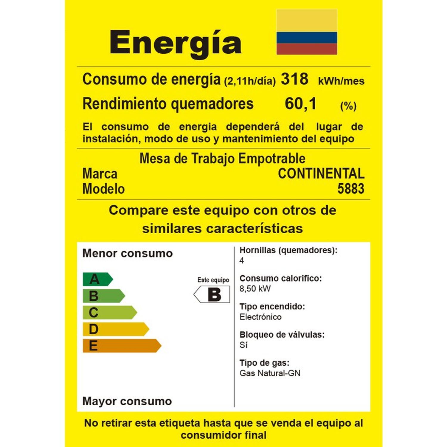 Estufa Empotrar Vidrio Templado 60x51 cm Gas Natural - 5883