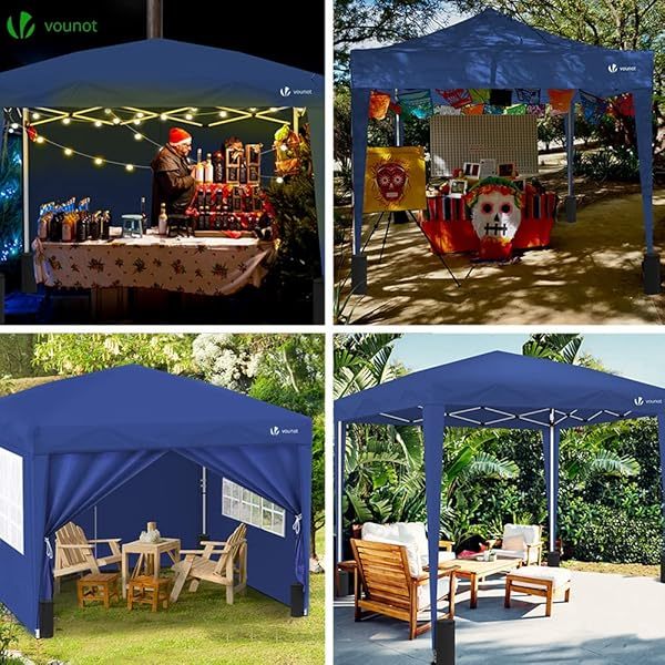 Carpa Plegable Gazebo 3x3m con 4 Paredes y 4 Bolsas de Arena, Cenador Pabellón de Jardín para Camping, Fiestas, Exterior, Color Azul