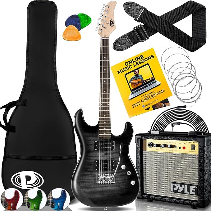 Guitarra Eléctrica con Amplificador, Madera Maciza, Incluye Accesorios