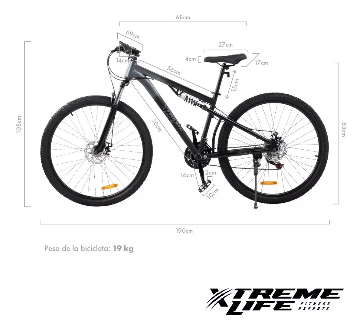 Mountain Bike Aro 29 Doble Suspension Frenos De Disco 21v Color Negro