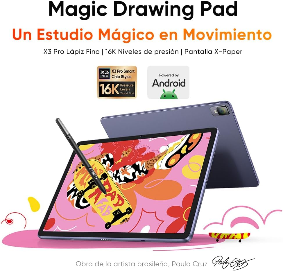 Pad para Artmobile Portátil,Magic Drawing Pad 12 Pulgadas, Tableta de Sistema Android, con X3 Pro Lápiz 16,384 Niveles de Presión, CPU 8GB + 256GB, Pad para Artmobile Portátil