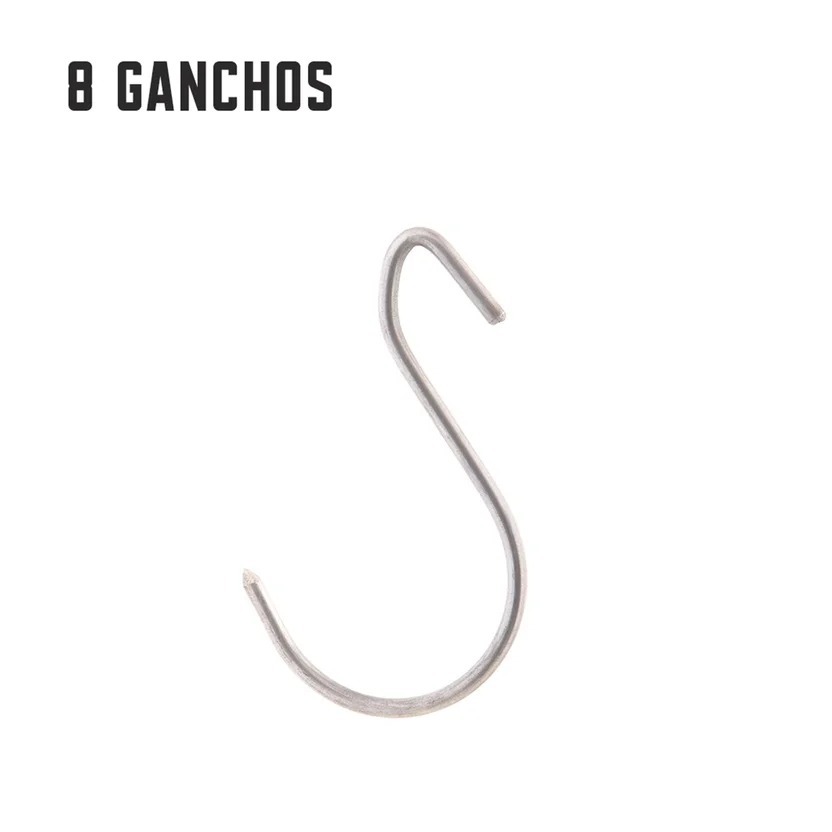 Barril Asador a Carbón en Acero Inoxidable 430 Mini Eco 50x30 Cm 6 Ganchos +1 Parrilla Removible +1 Garfio + 1 Carbonera + 1 Plato Cenicero Steak And Beer