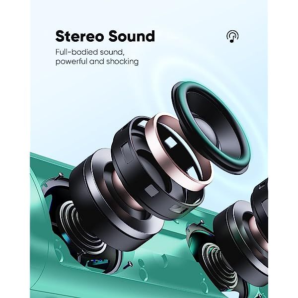 Altavoz Bluetooth con sonido HD, inalámbrico portátil, resistente al agua IPX5, hasta 24 horas de reproducción, emparejamiento TWS, BT5.3