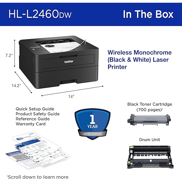 Impresora láser monocromática compacta inalámbrica L2460DW con impresión dúplex y móvil