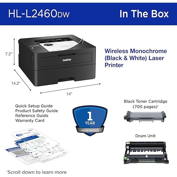 Impresora láser monocromática compacta inalámbrica L2460DW con impresión dúplex y móvil