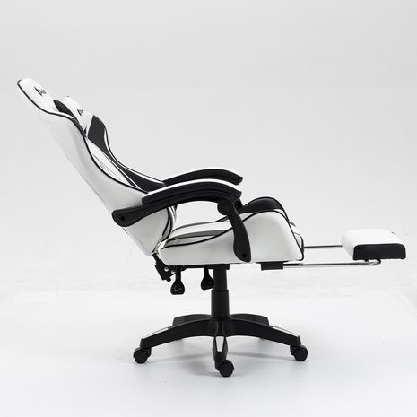 Silla Gamer Ergonómica Dreizt Shine Series Blanco/ Negro Con Posapies Reclinable