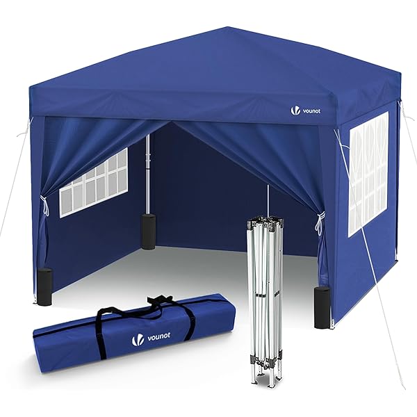 Carpa Plegable Gazebo 3x3m con 4 Paredes y 4 Bolsas de Arena, Cenador Pabellón de Jardín para Camping, Fiestas, Exterior, Color Azul