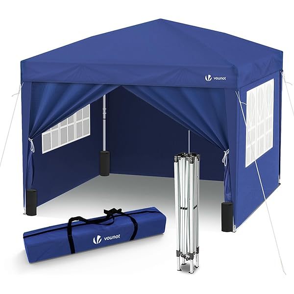 Carpa Plegable Gazebo 3x3m con 4 Paredes y 4 Bolsas de Arena, Cenador Pabellón de Jardín para Camping, Fiestas, Exterior, Color Azul