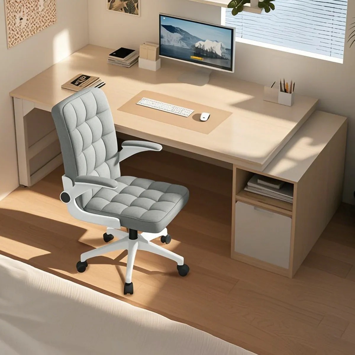 Escritorio Con Cajonera Móvil 120-140 Cm Pata Metálica Oficina