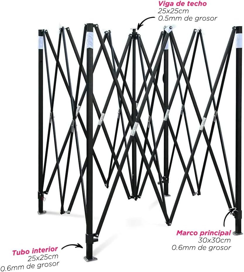 Toldo Carpa Plegable 3x3,Impermeable Reforzado-clavijas de tierra para tienda de campaña al aire libre