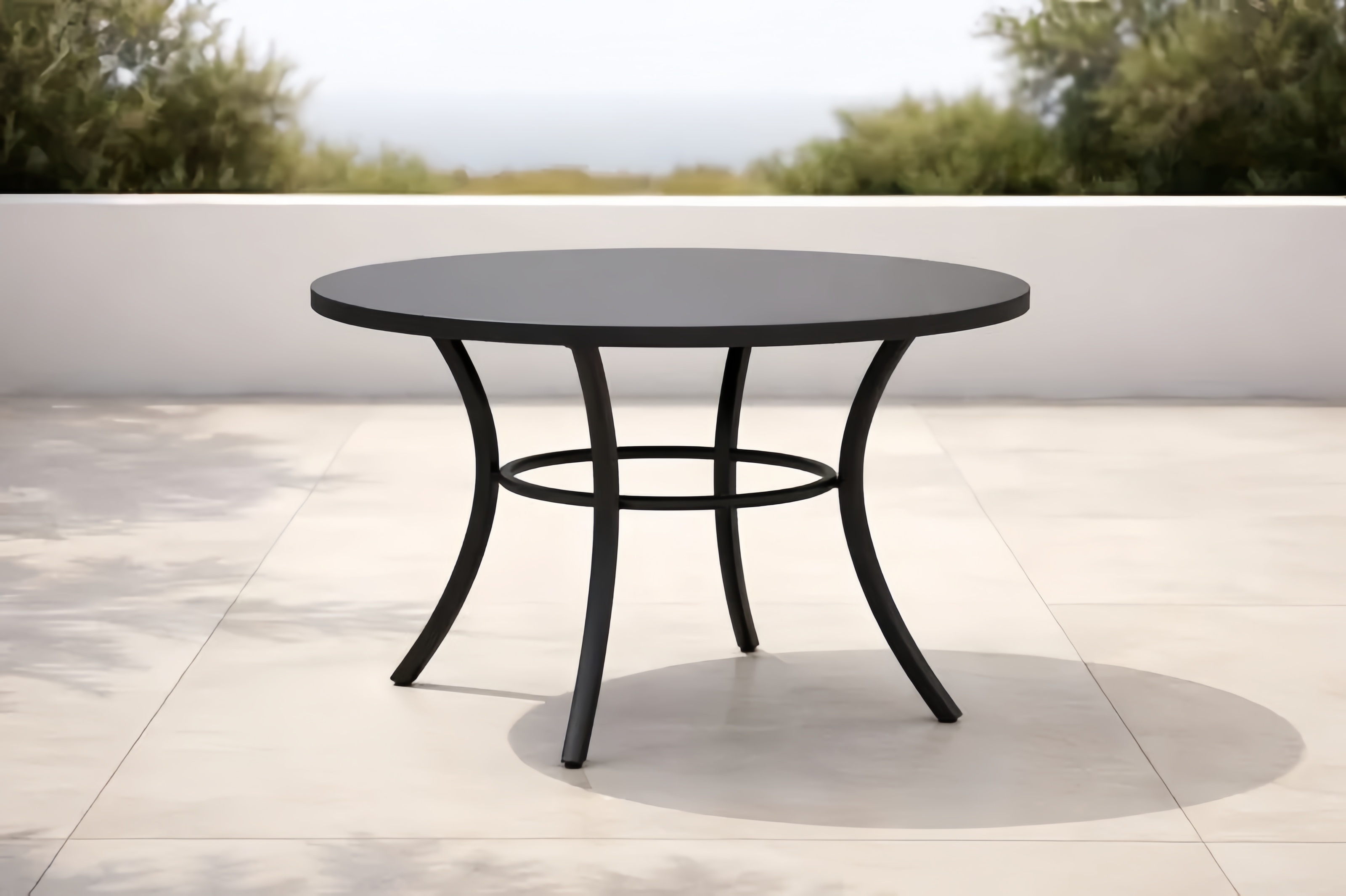 Table Ronde en Métal Noir pour Extérieur