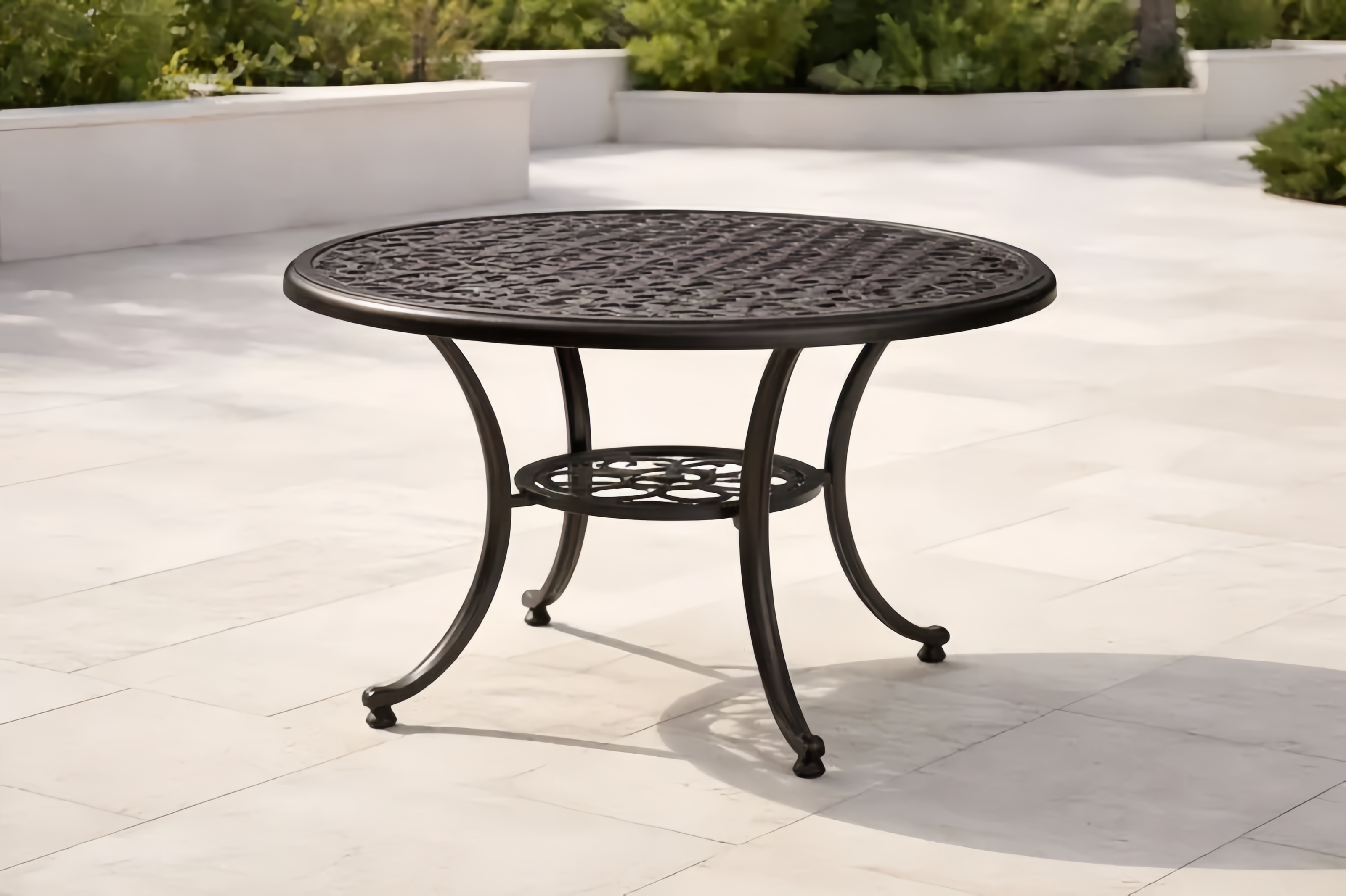 Table de Jardin Ronde en Aluminium Noir