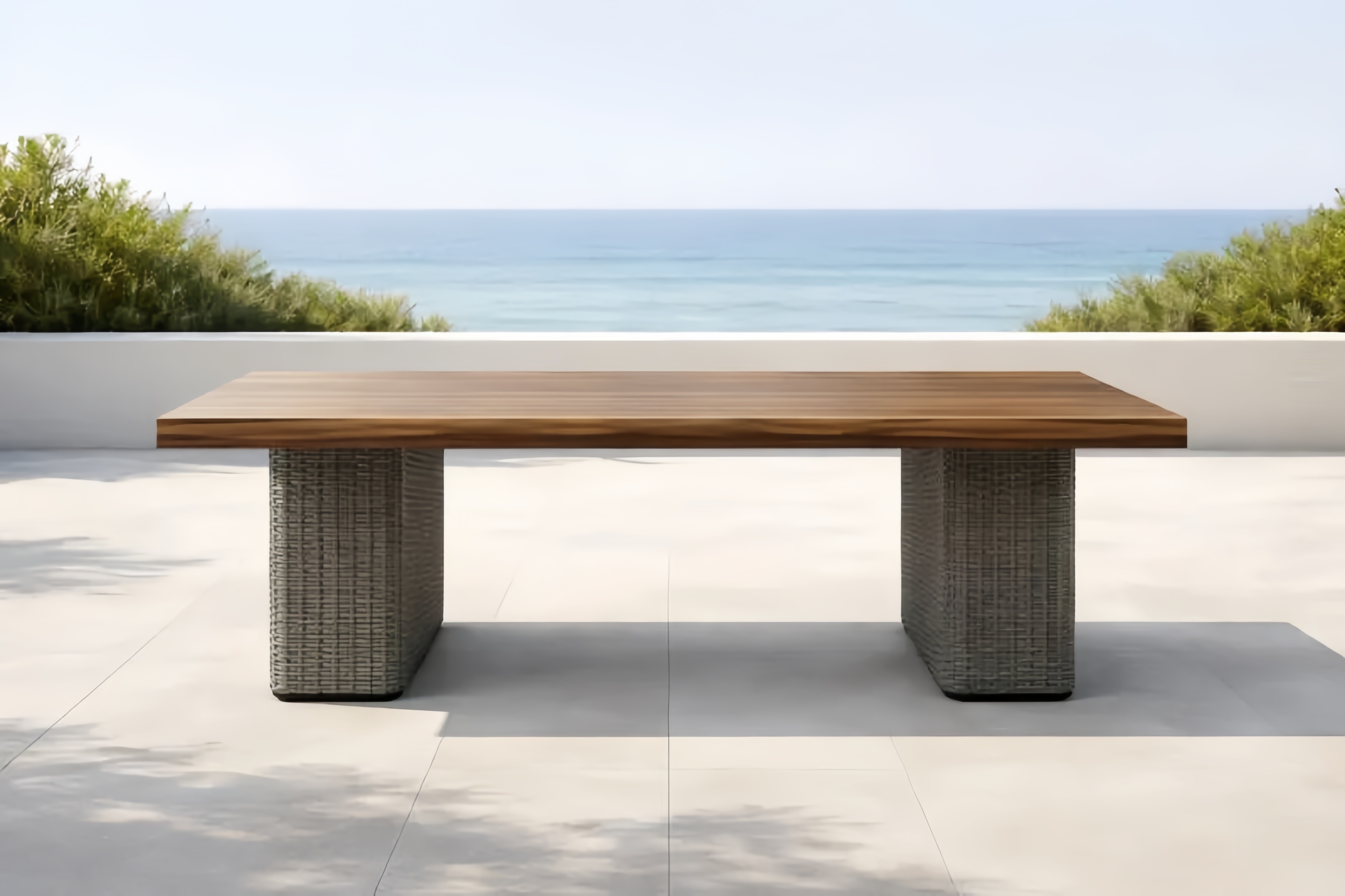 Table à manger rectangulaire bois de teck et résine