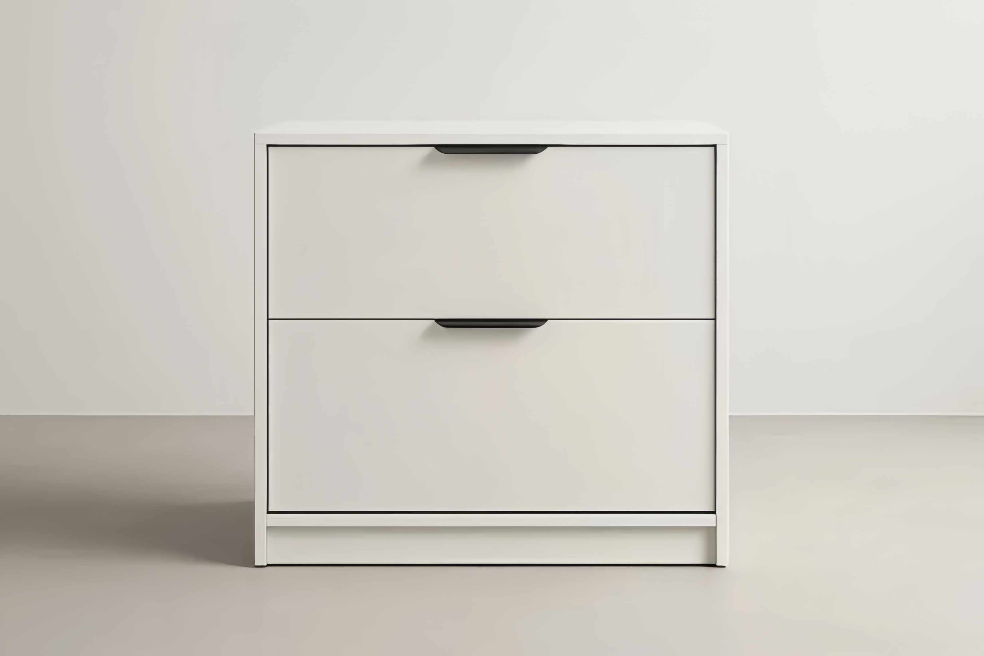 Commode en bois MDF avec 2 tiroirs Blanc 70x40x60 cm