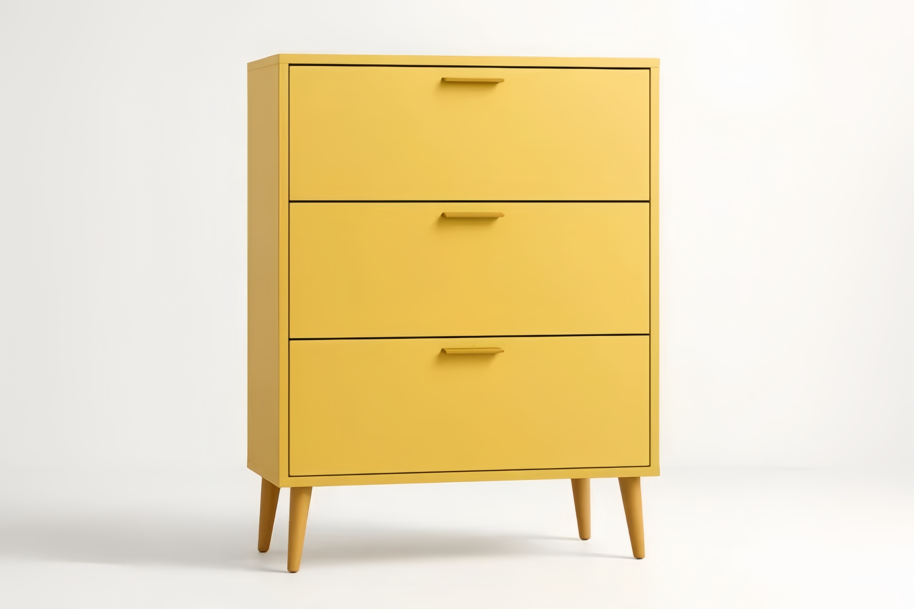 Commode 3 Tiroirs Bois Rectangulaire Jaune 80x40x90cm