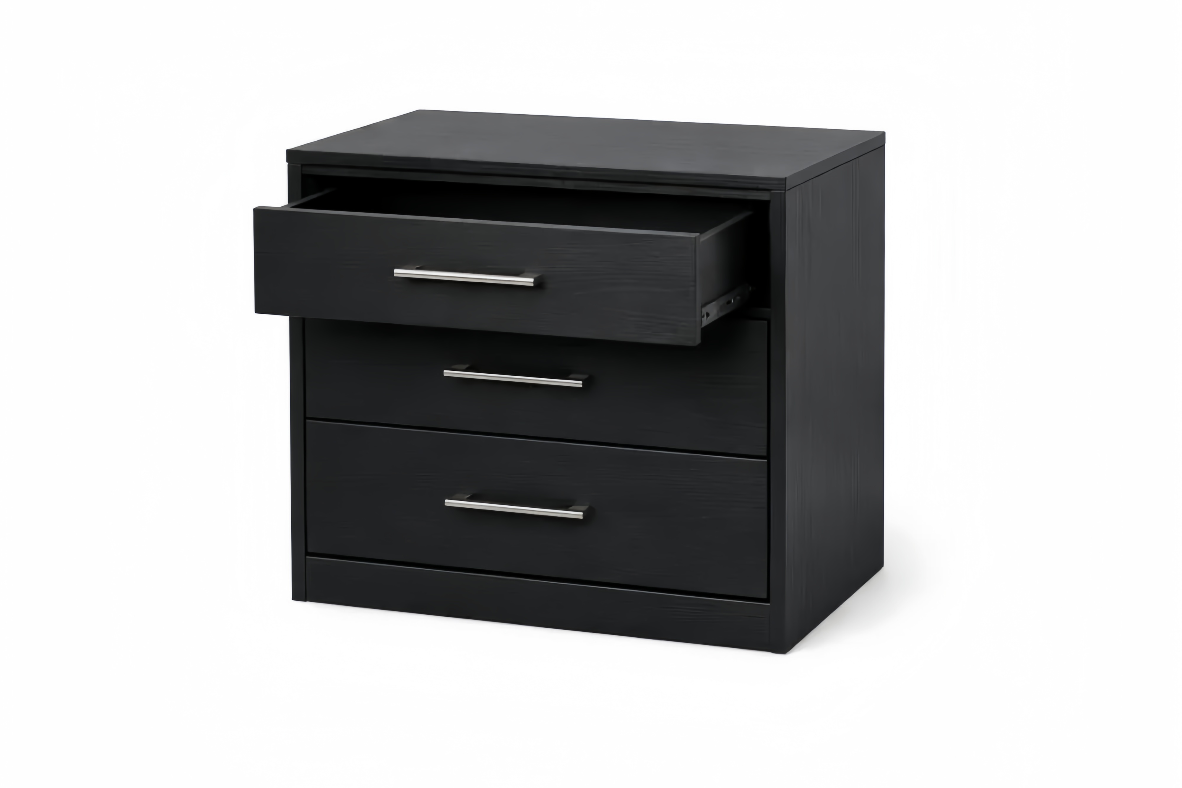 Commode 3 tiroirs en bois composite Noir 60x40x75 cm(l×P×H)