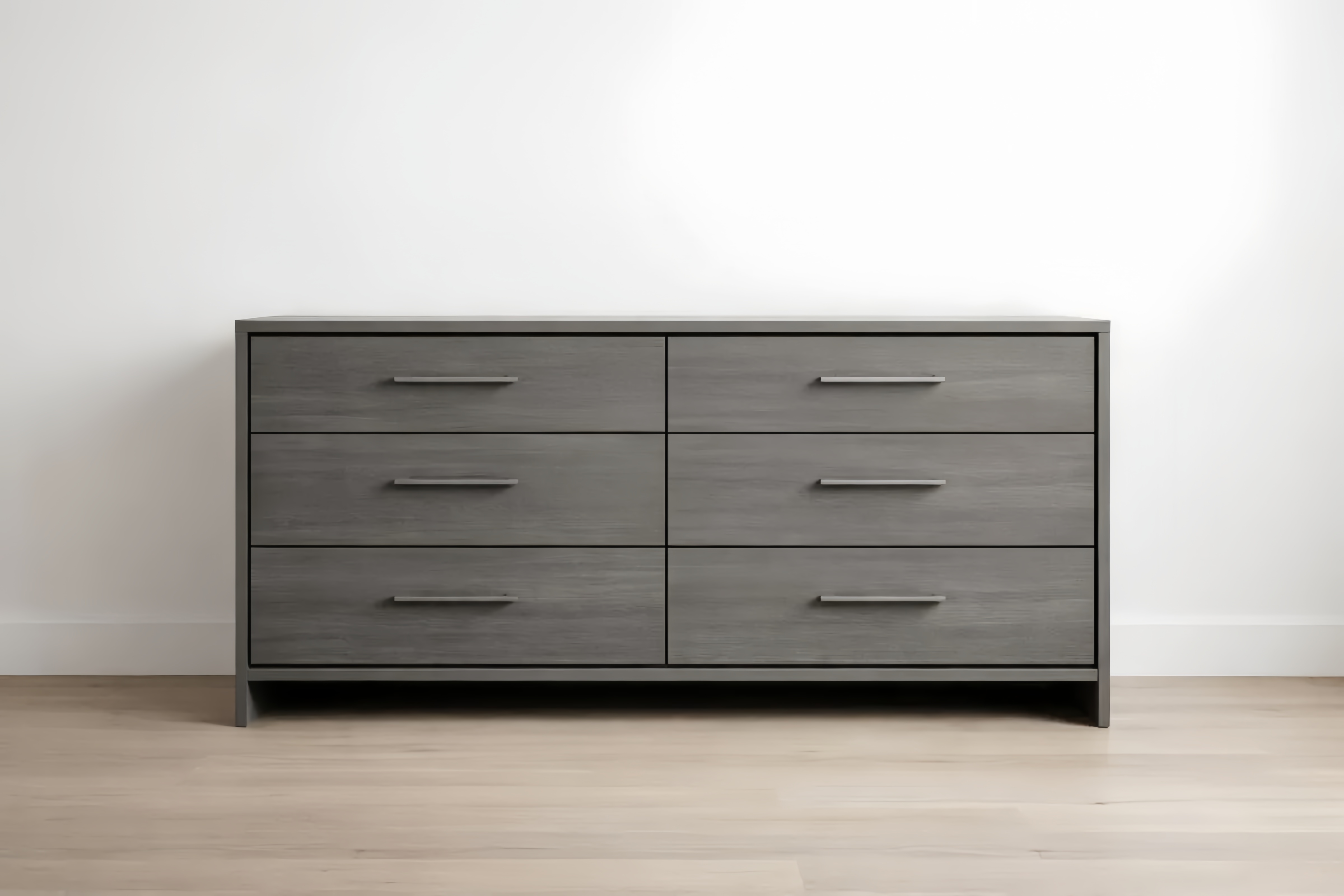 Commode en MDF à 6 Tiroirs Gris