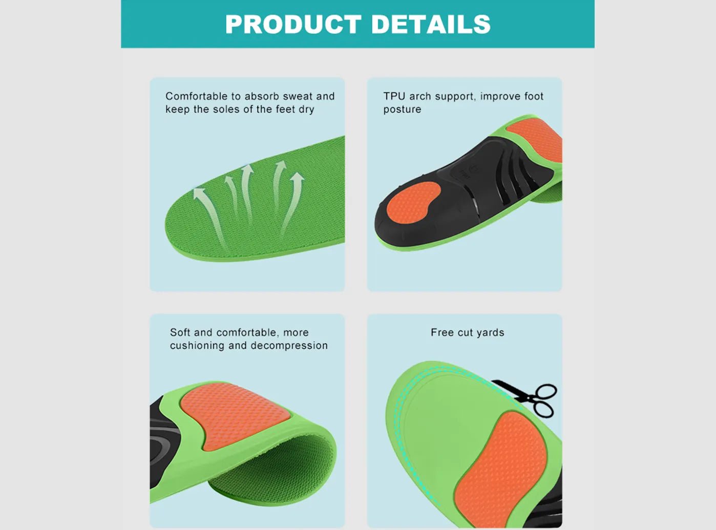 FitVille Breathable Orthopedic Insoles - 12