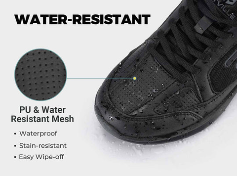Extra Wide Women’s work Shoes that is water and stain resistant.