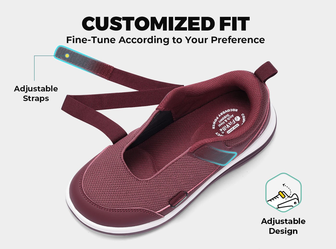 FitVille Women's EasyTop StrapEase Diabetic Shoes V11 - 5
