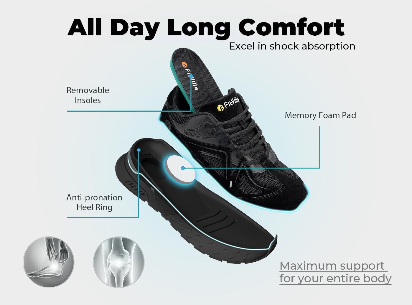 FitVille Men's Rebound Core Walking Shoes V1 - 5