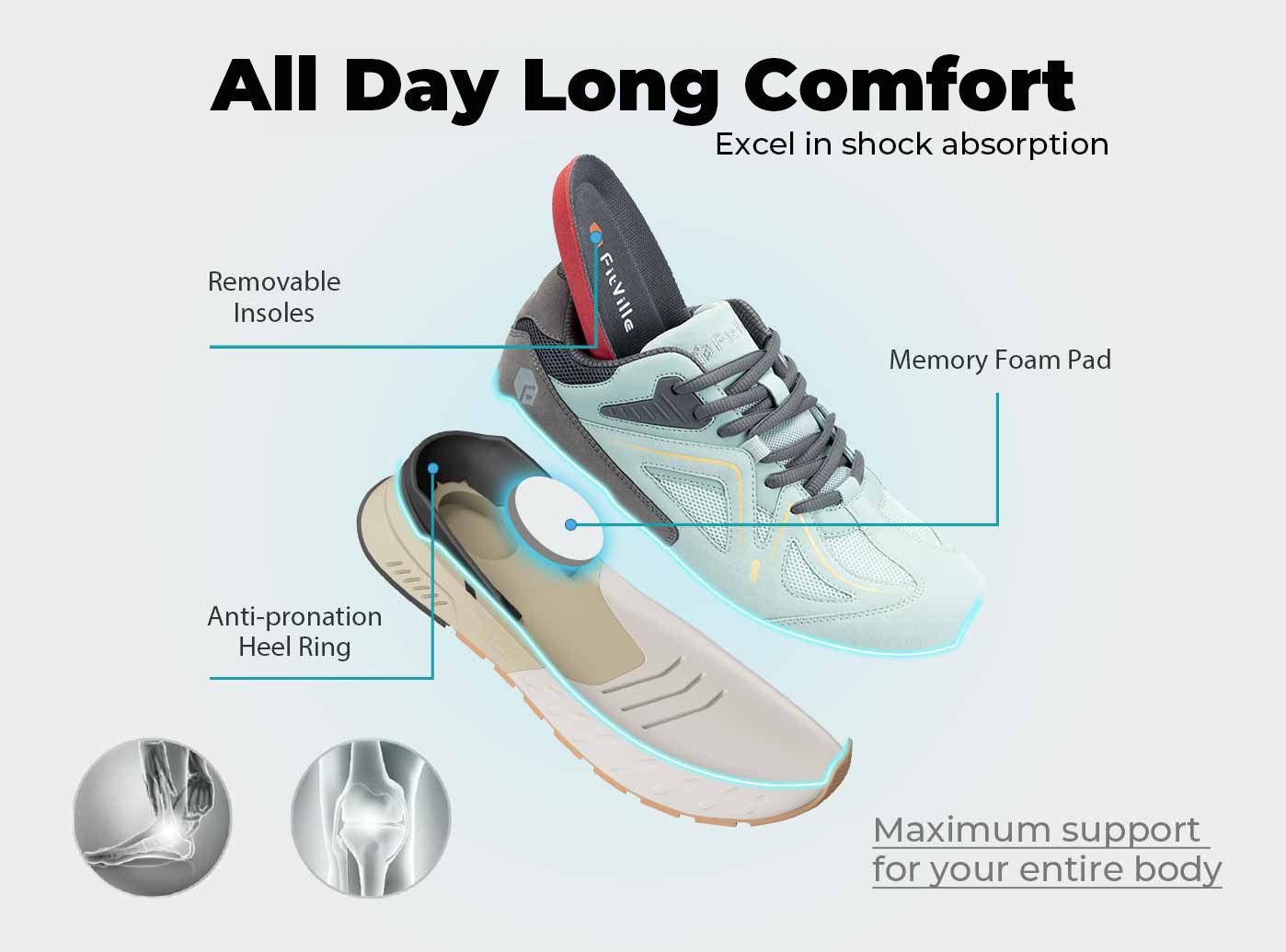 FitVille Women's Rebound Core Walking Shoes V1 - 11