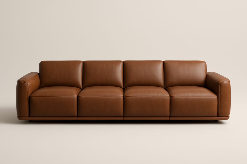 Canapé long 4 places en cuir marron 230x95x85 cm(L×l×H)