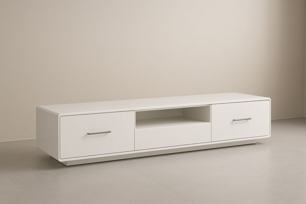 Meuble TV en bois blanc avec rangement