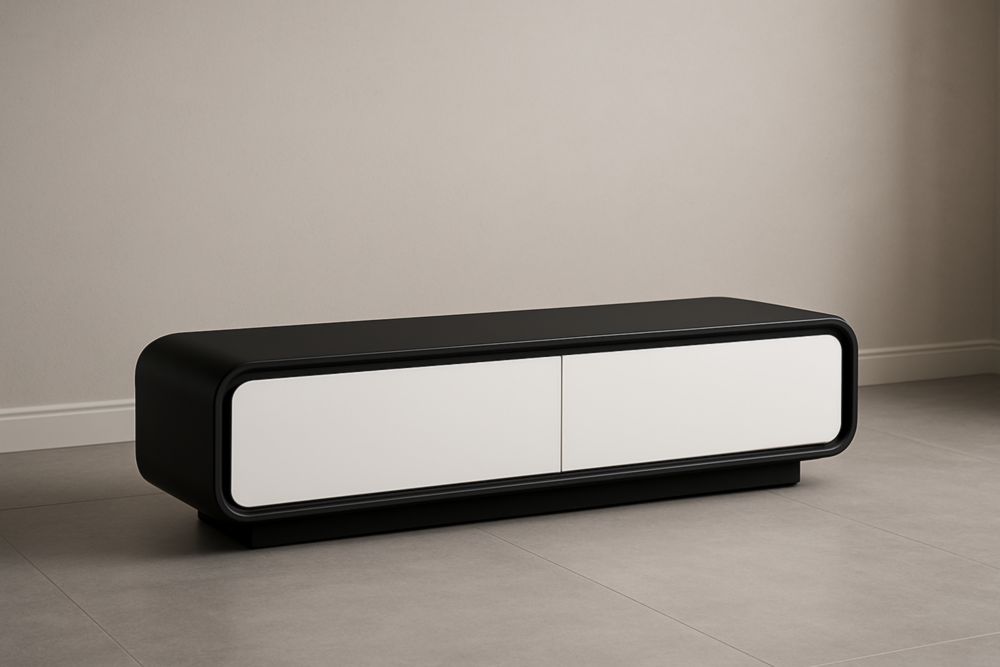 Meuble TV en MDF Noir et Blanc 160x40x40 cm