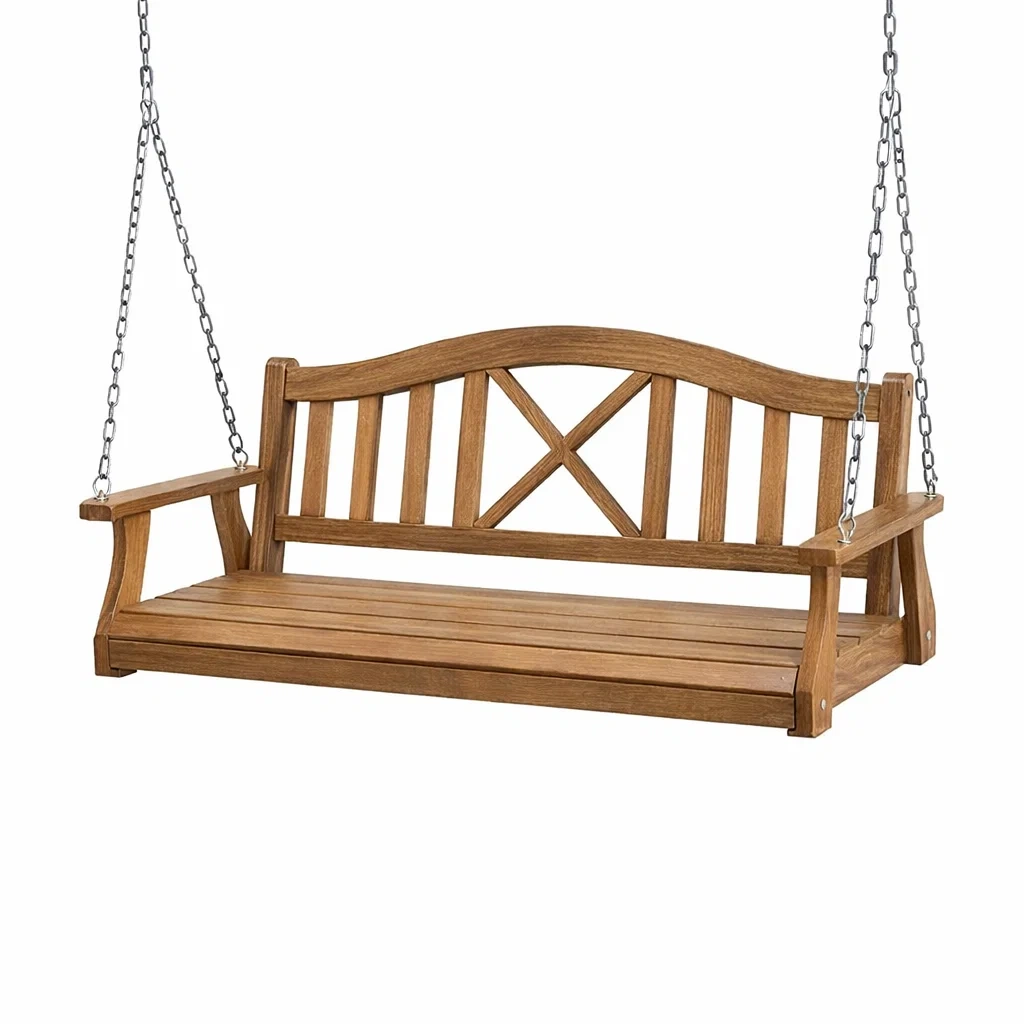 Altalena da veranda in legno teak-LUXEOASISVIBES