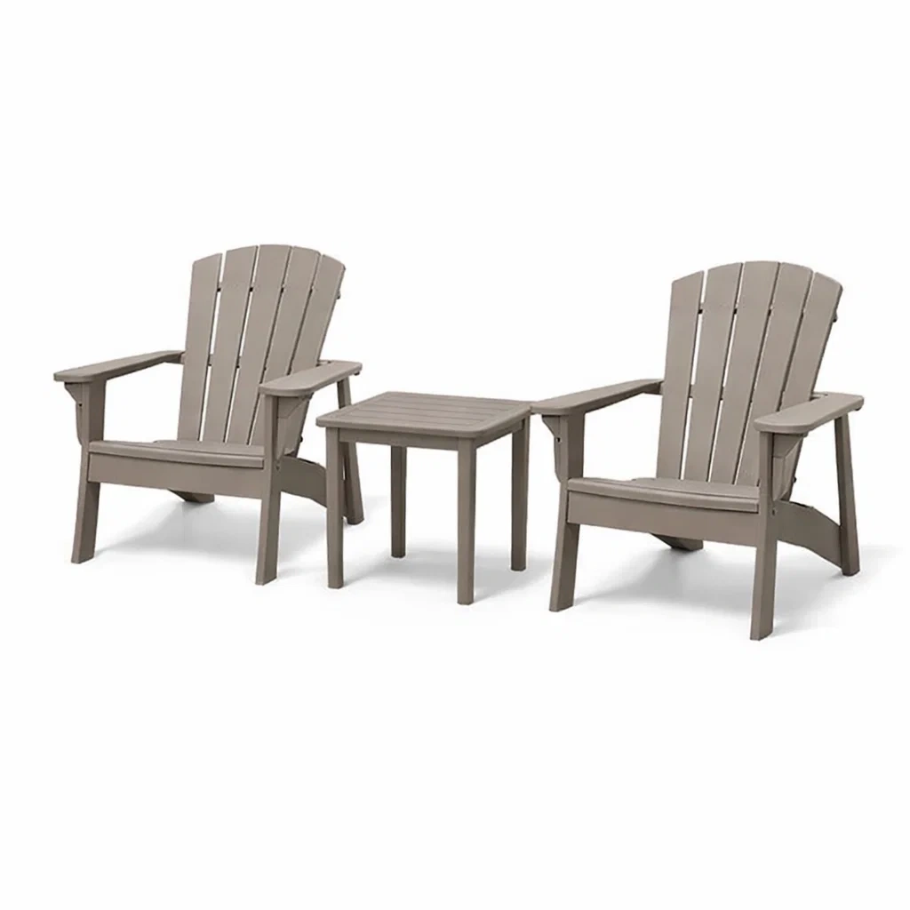 Set da relax piccolo in polipropilene grigio con sedie e tavolino-LUXEOASISVIBES