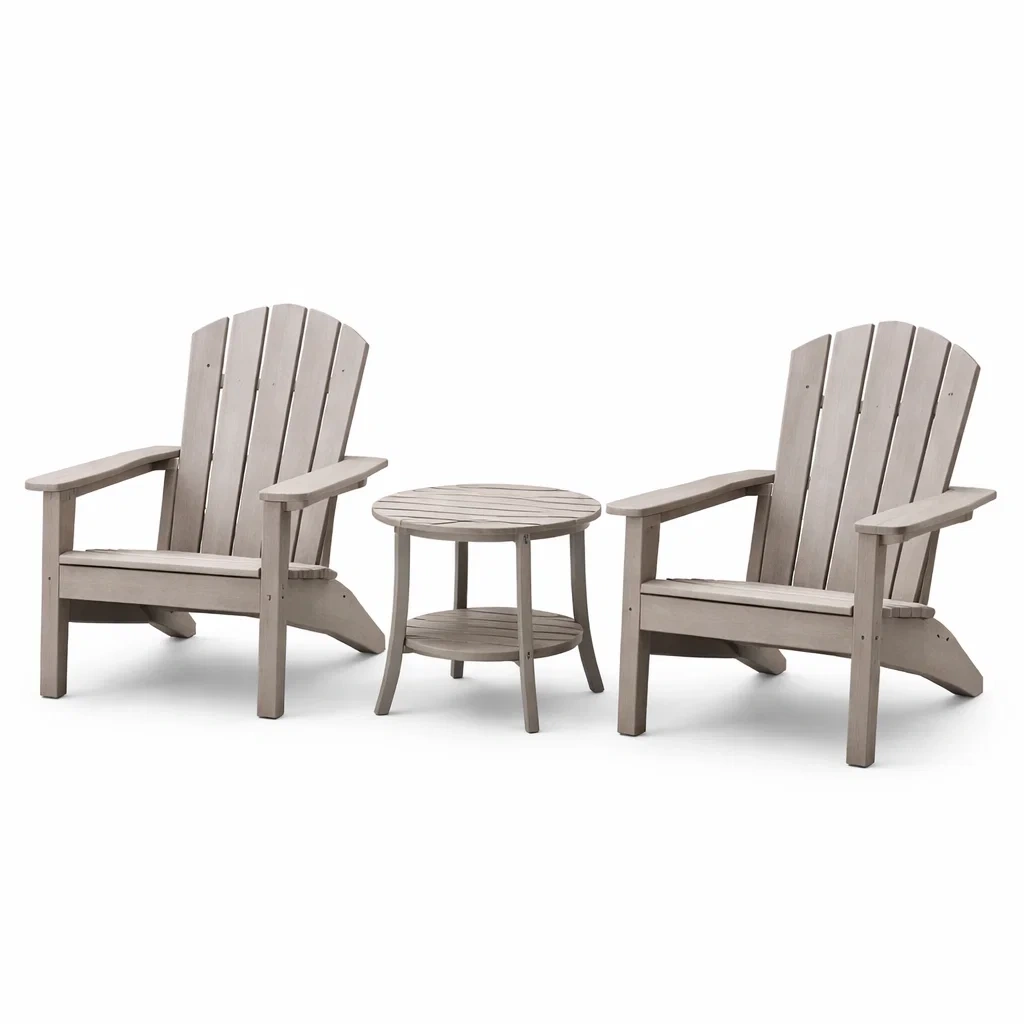 Set da relax piccolo da esterno in legno di acacia con sedie e tavolino grigio-LUXEOASISVIBES