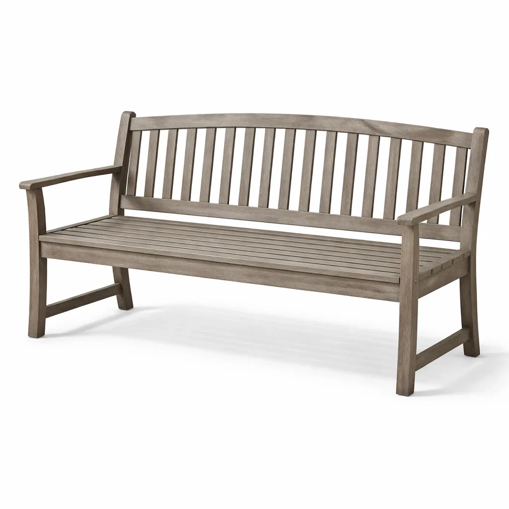 Panchina da giardino in legno massello di teak grigio-LUXEOASISVIBES